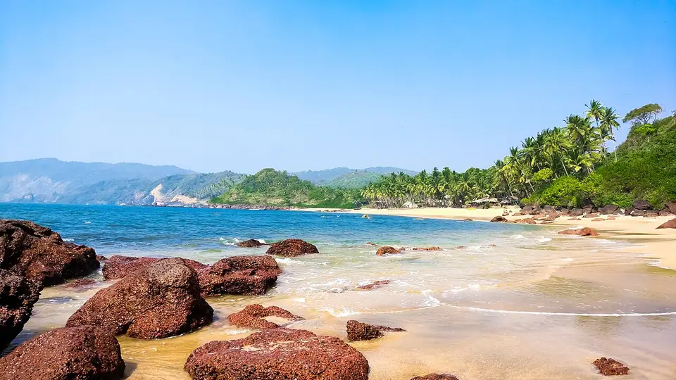 Visitors on a beach in Goa