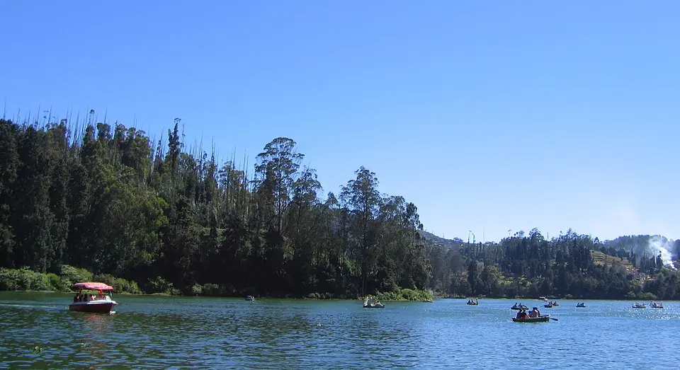 Ooty lake in the Nilgiri hills, Tamil Nadu